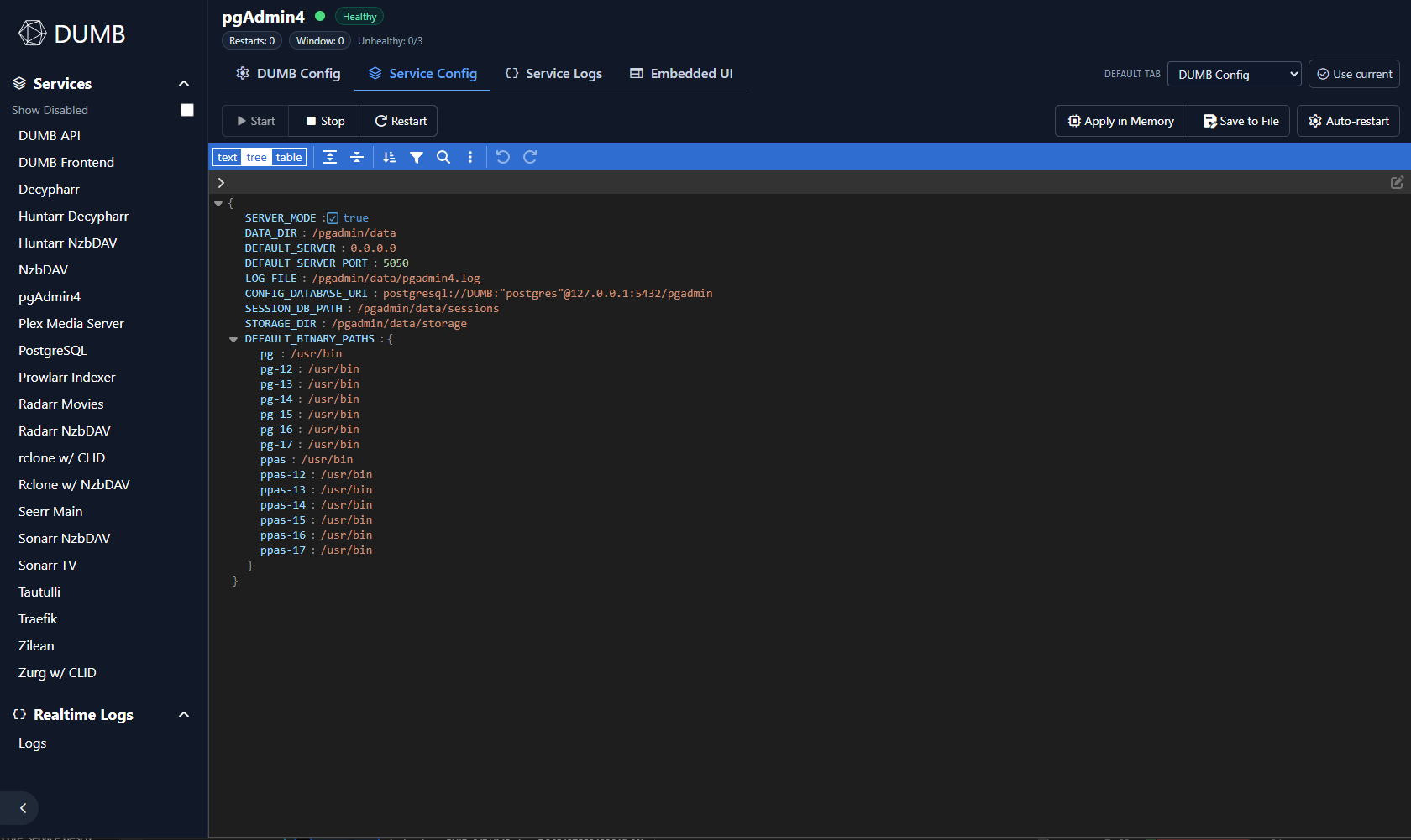 Edit Service Config